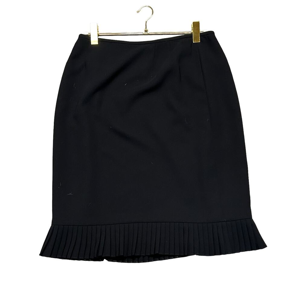 LeSuit Black Pencil Skirt 12 Petite -‎ Professional with Pleated Hem